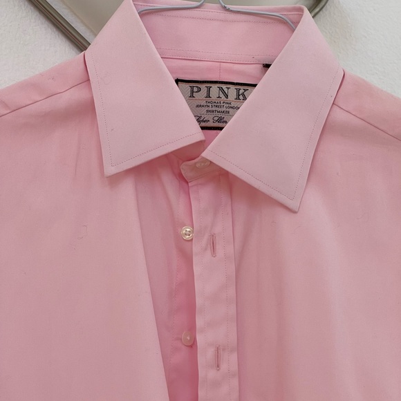 thomas pink dress shirts Pale Slim Fit Essential Linen Formal Shirt front closure Thomas Pink | Shirts |